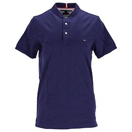 Tommy Hilfiger Polo da uomo in puro cotone con colletto alla coreana Blu