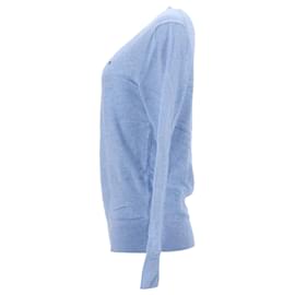 Tommy Hilfiger-Suéter masculino Pima algodão caxemira com decote em V-Azul,Azul claro
