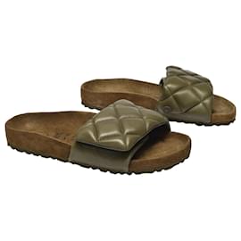 Birkenstock-1774 Sandals in Khaki Paded Leather-Green,Khaki