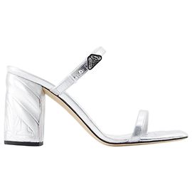 Seal-Sandalen mit Absatz – Alexander McQueen – Leder – Silber Silber Metallisch