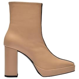 Autre Marque-Crossing The Line Ankle Boots in Beige and Black Leather-Beige