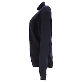 Tommy Hilfiger-Tommy Hilfiger Suéter masculino com meio zíper bordado em algodão azul marinho-Azul marinho