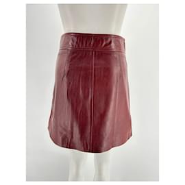 Claudie Pierlot-CLAUDIE PIERLOT  Skirts T.fr 38 leather-Dark red