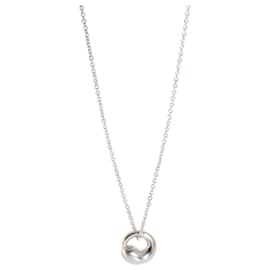 Tiffany & Co-TIFFANY & CO. Elsa Peretti Eternal Circle Pendant 18K white gold/ platinum chain-Silvery,Metallic