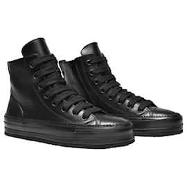 Ann Demeulemeester-Raven Sneakers in Black Leather-Black