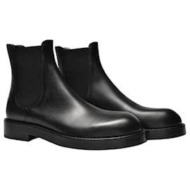 Ann Demeulemeester-Botines Chelsea Stef de piel negra-Negro