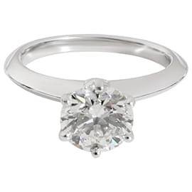 Tiffany & Co-TIFFANY & CO. Anello solitario di fidanzamento con diamante in platino H VS2 1.39 ct-Argento,Metallico