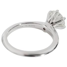 Tiffany & Co-TIFFANY & CO. Anello solitario di fidanzamento con diamante in platino H VS2 1.39 ct-Argento,Metallico