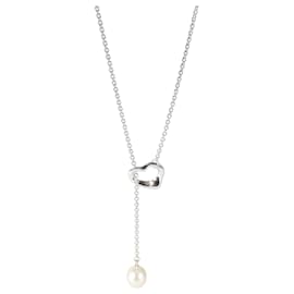 Tiffany & Co-TIFFANY & CO. Elsa Peretti Lariat-Halskette mit offenem Herz aus Sterlingsilber-Silber,Metallisch