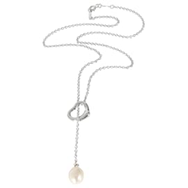 Tiffany & Co-TIFFANY & CO. Elsa Peretti Open Heart Lariat Necklace in Sterling Silver-Silvery,Metallic