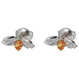 Tiffany & Co-TIFFANY & CO. Paper Flowers Diamonds & Spessartine Firefly Earrings in Platinum-Silvery,Metallic