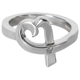 Tiffany & Co-Tiffany & Co Paloma Picasso Loving Heart Anello con diamanti in argento sterling 02 ctw-Argento,Metallico