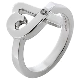 Tiffany & Co-Tiffany & Co Paloma Picasso Liebevoller Herz-Diamantring aus Sterlingsilber 02 ctw-Silber,Metallisch