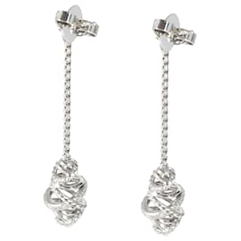 David Yurman-David Yurman Crossover Diamond Chain Drop Earrings in Sterling Silver 0.22 ctw-Silvery,Metallic