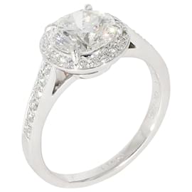 Tiffany & Co-TIFFANY & CO. Halo Engagement Ring in Platinum G VVS2 1.66 ctw-Silvery,Metallic