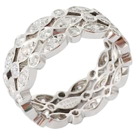 Tiffany & Co-TIFFANY & CO. Three Row Jazz Ring in  Platinum 1.2 ctw-Silvery,Metallic