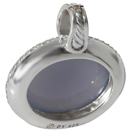 David Yurman-David Yurman Oval Chalcedony Diamond Enhancer Pendant in  Sterling Silver 0.68ct-Silvery,Metallic
