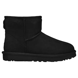 Ugg-Classic Mini II Ankle Boots in Black Leather-Black