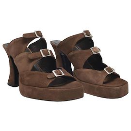 By Far Sandales Chaka en Cuir Daim Marron Marron