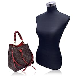 Louis Vuitton-Red Monogram NéoNoé Bucket Shoulder Bag M44021-Brown