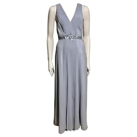 Jenny Packham-Bejewelled evening dress from chiffon and satin in light blue-Light blue