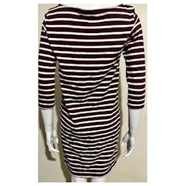 Ganni-Old Spice Ganni striped dress in burgundy and white-White,Dark red