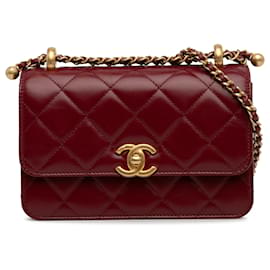 Chanel-Bolsa Chanel Red Mini Perfect Fit com aba-Vermelho
