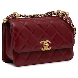 Chanel-Chanel Rote Mini-Überschlagtasche mit perfekter Passform-Rot