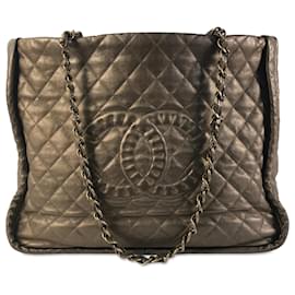 Chanel-Chanel Brown CC Bolsa acolchoada de couro de bezerro Istambul-Marrom,Bronze