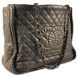 Chanel-Chanel Brown CC Quilted calf leather Istanbul Tote-Brown,Bronze
