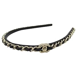 Chanel-Chanel Black CC Turn Lock Chain Link Headband-Black