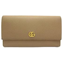 Gucci-Gucci Brown GG Marmont Continental Leather Long Wallet-Brown,Beige
