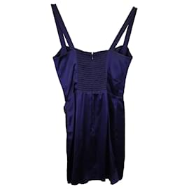 Reformation-Reformation Sleeveless Mini Dress in Navy Blue Silk-Navy blue
