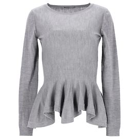 Alexander McQueen Top Peplum de manga comprida em algodão cinza Cinza