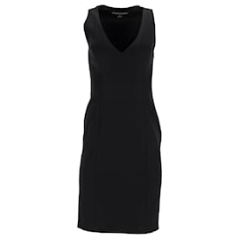 Ralph Lauren-Ralph Lauren Sleeveless V-Neck Dress in Black Wool-Black
