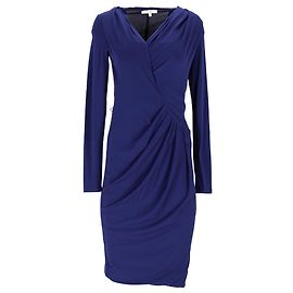 Max Mara Robe drapée à manches longues en soie bleue Bleu