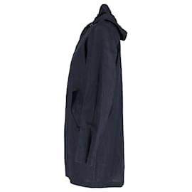 Loro Piana-Loro Piana Storm System Hooded Coat in Navy Linen-Navy blue