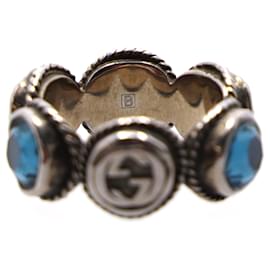 Gucci-Gucci Interlocking G Swarovski Crystal Ring aus silbernem Metall-Silber,Metallisch