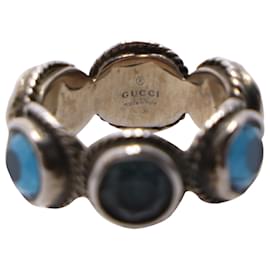 Gucci-Anello Gucci Interlocking G Swarovski Crystal in metallo argentato-Argento,Metallico