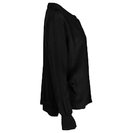 Céline-Celine Buttoned Cardigan in Black Wool-Black