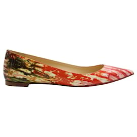 Christian Louboutin-Ballalla Red Print Patent Leather Flats-Other