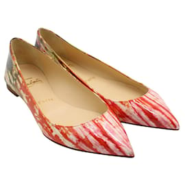 Christian Louboutin-Ballalla Red Print Patent Leather Flats-Other