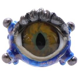 Delfina Delettrez-Delfina Delettrez Anillo con ojo de cristal de Murano y esmalte en plata de ley azul-Azul