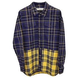 Off White Camicia a quadri con zip Off-White in cotone blu e giallo Blu