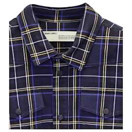 Off White-Off-White Zipped Checked Shirt in Blue and Yellow Cotton-Blue