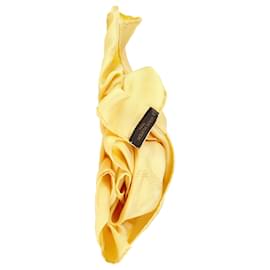 Louis Vuitton-Sciarpa con monogramma quadrato Louis Vuitton in seta gialla-Giallo