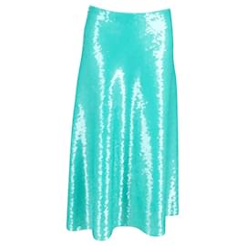 Victoria Beckham-Victoria Beckham Sequined Flared Midi Skirt in Mint Polyester-Other