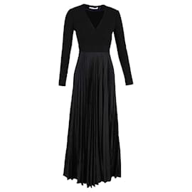 Diane Von Furstenberg-Diane Von Furstenberg Pleated Maxi Dress in Black Cotton-Black