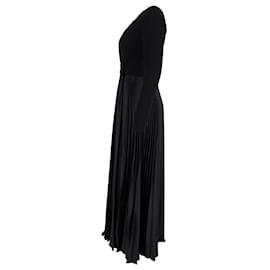 Diane Von Furstenberg-Diane Von Furstenberg Pleated Maxi Dress in Black Cotton-Black