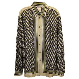 Camicia Versace La Greca stampata in seta Multicolor Altro Stampa python